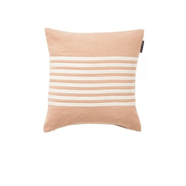 LEXINGTON Embroidery Striped Linen/Cotton Pillow Cover, Beige/Off White, 50x50 im Sale